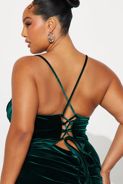 My Type Velvet Maxi Gown - Hunter
