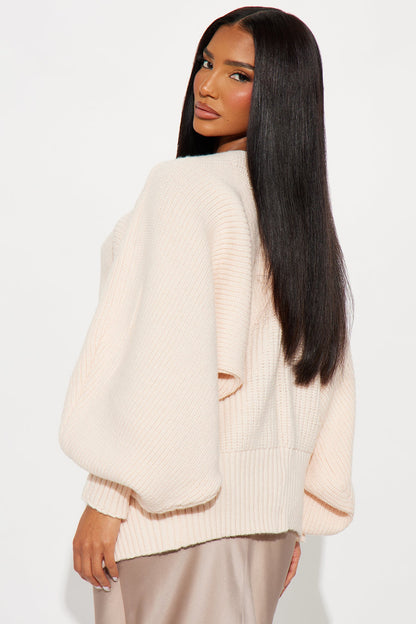 Candlelit Evenings Ribbed Knit Sweater - Beige