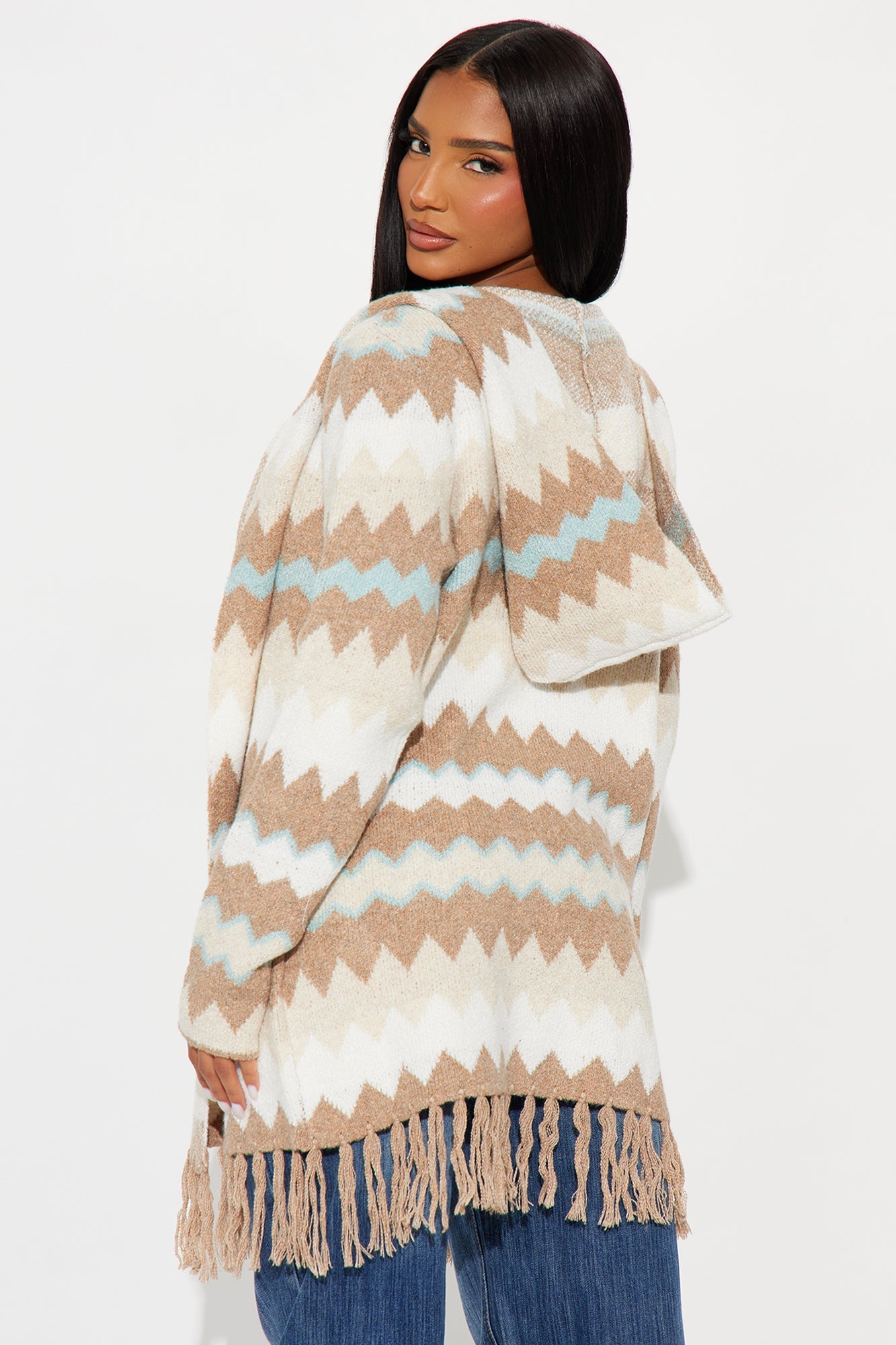 In Love with The Fringe Life Cardigan - Mocha/combo