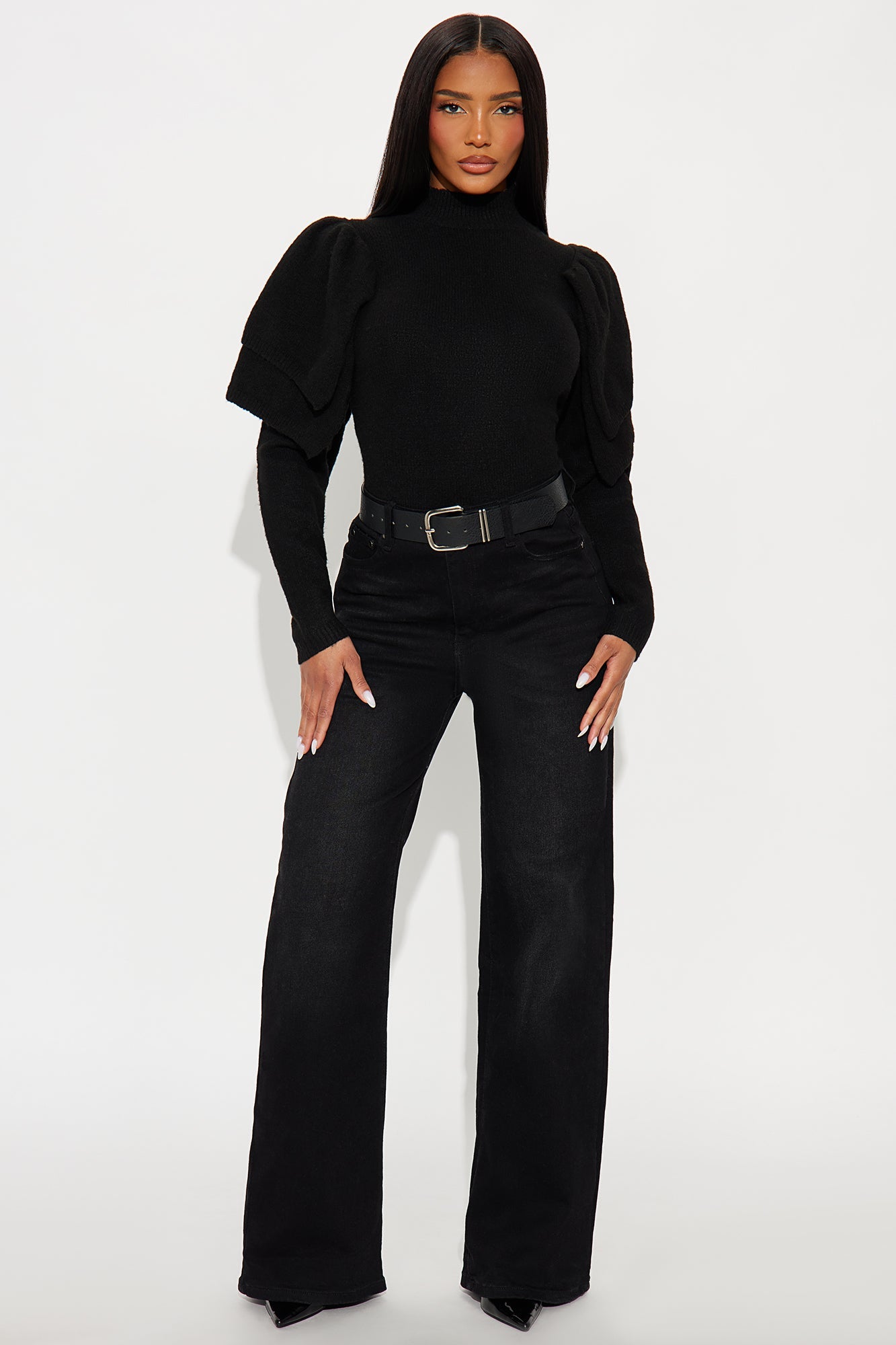 Sweet Nothings Mock Neck Sweater - Black