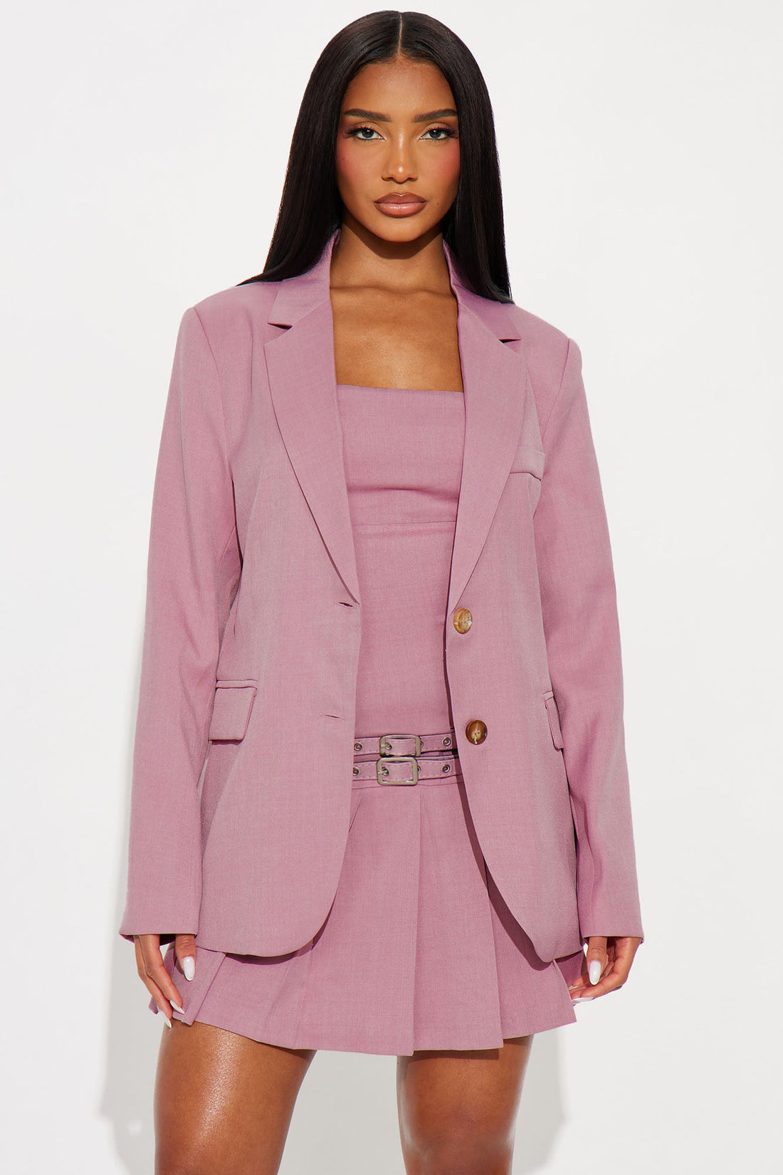 Bronwyn Belted Mini Dress Set - Mauve