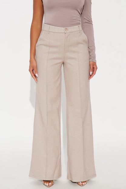 Marlena High Rise Wide Leg Pant 33 - Beige