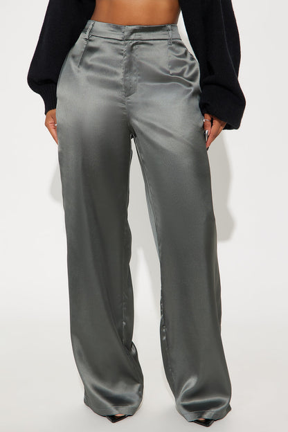 Caviar Nights Satin Trouser Pant 32″ - Slate Grey