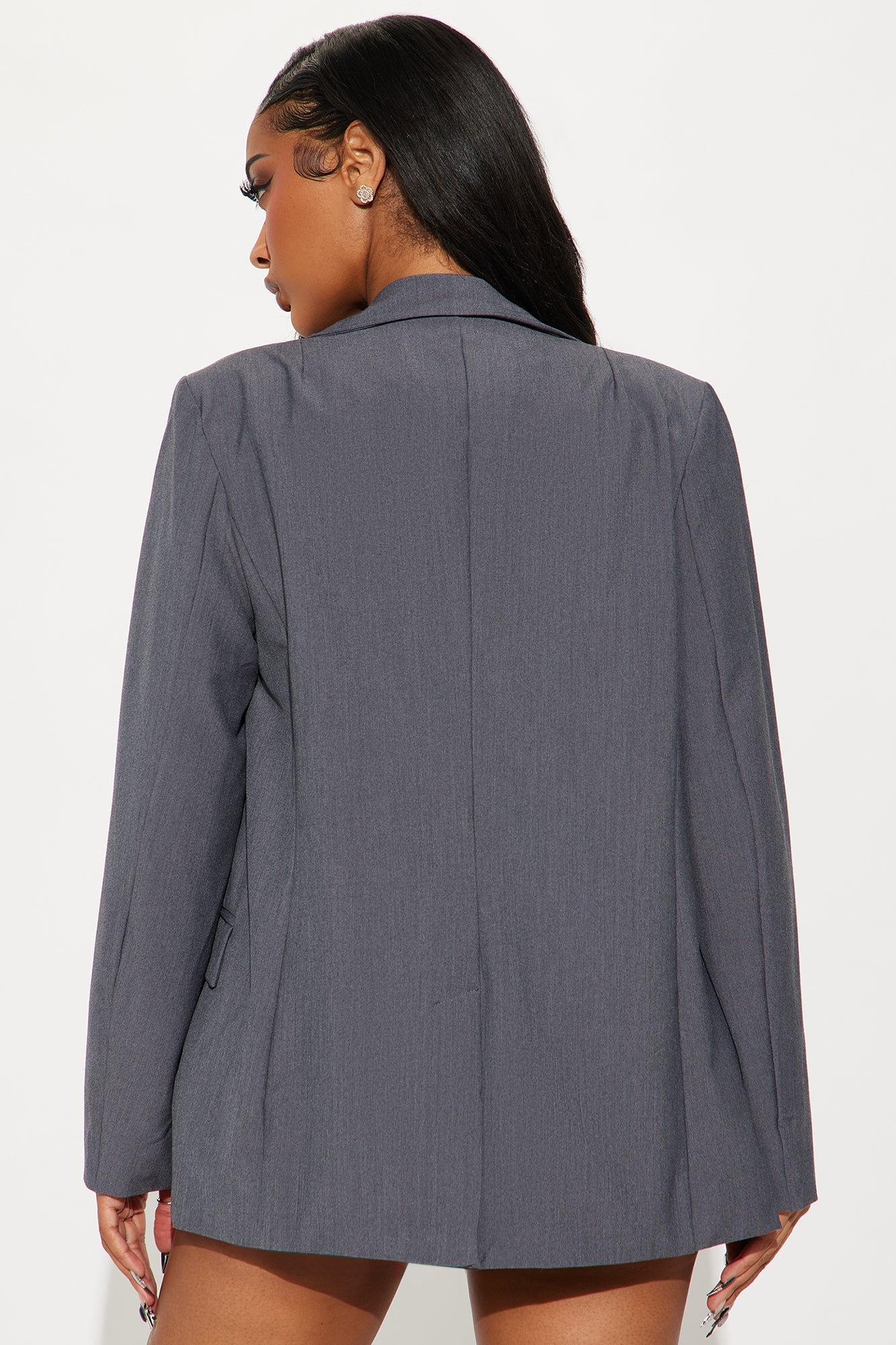 Florence Single Breasted Office Blazer - Charcoal