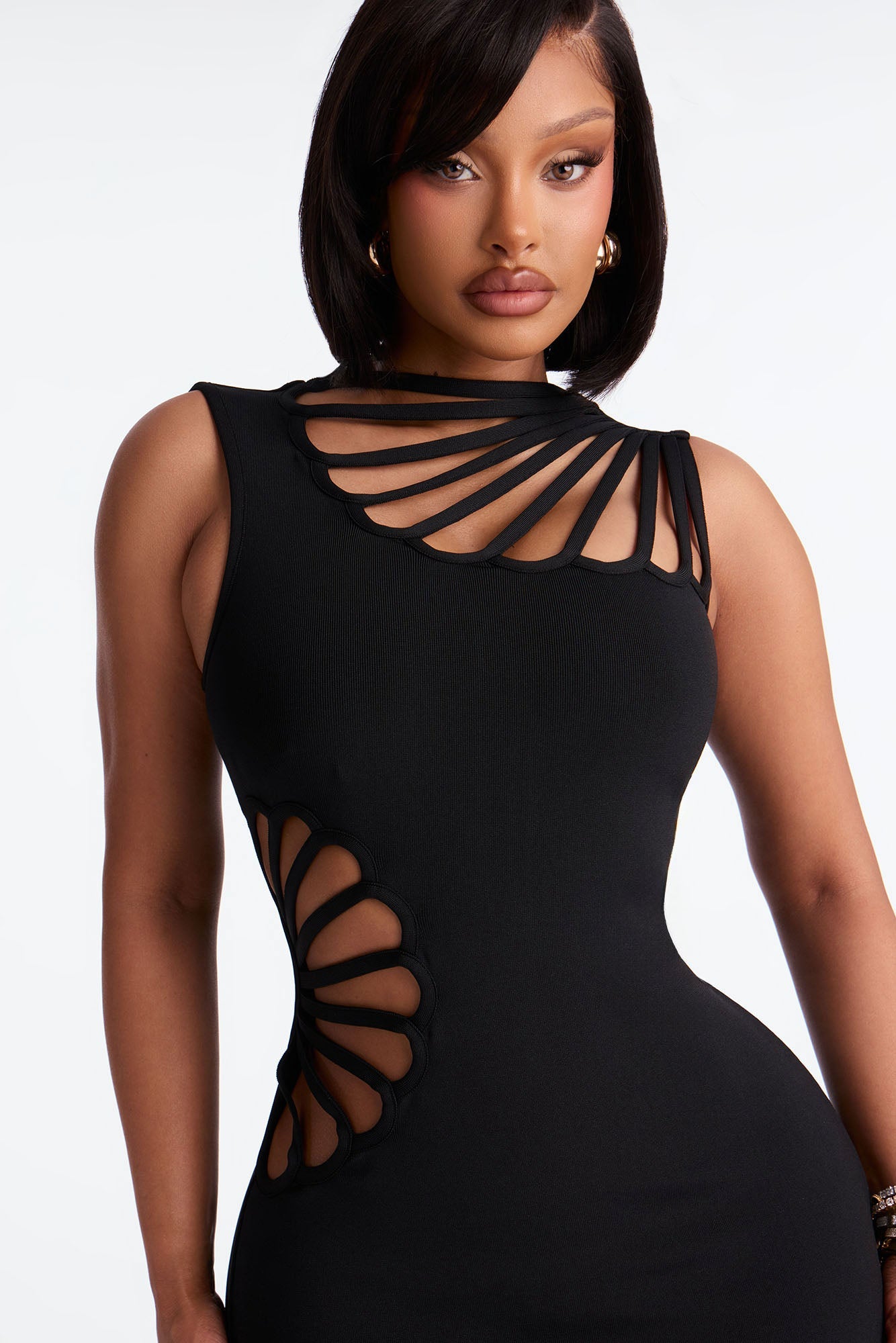 Sassy Angel Bandage Midi Dress - Black