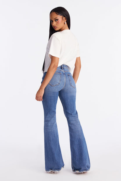 Not Like Us Flare Jeans - Medium Wash