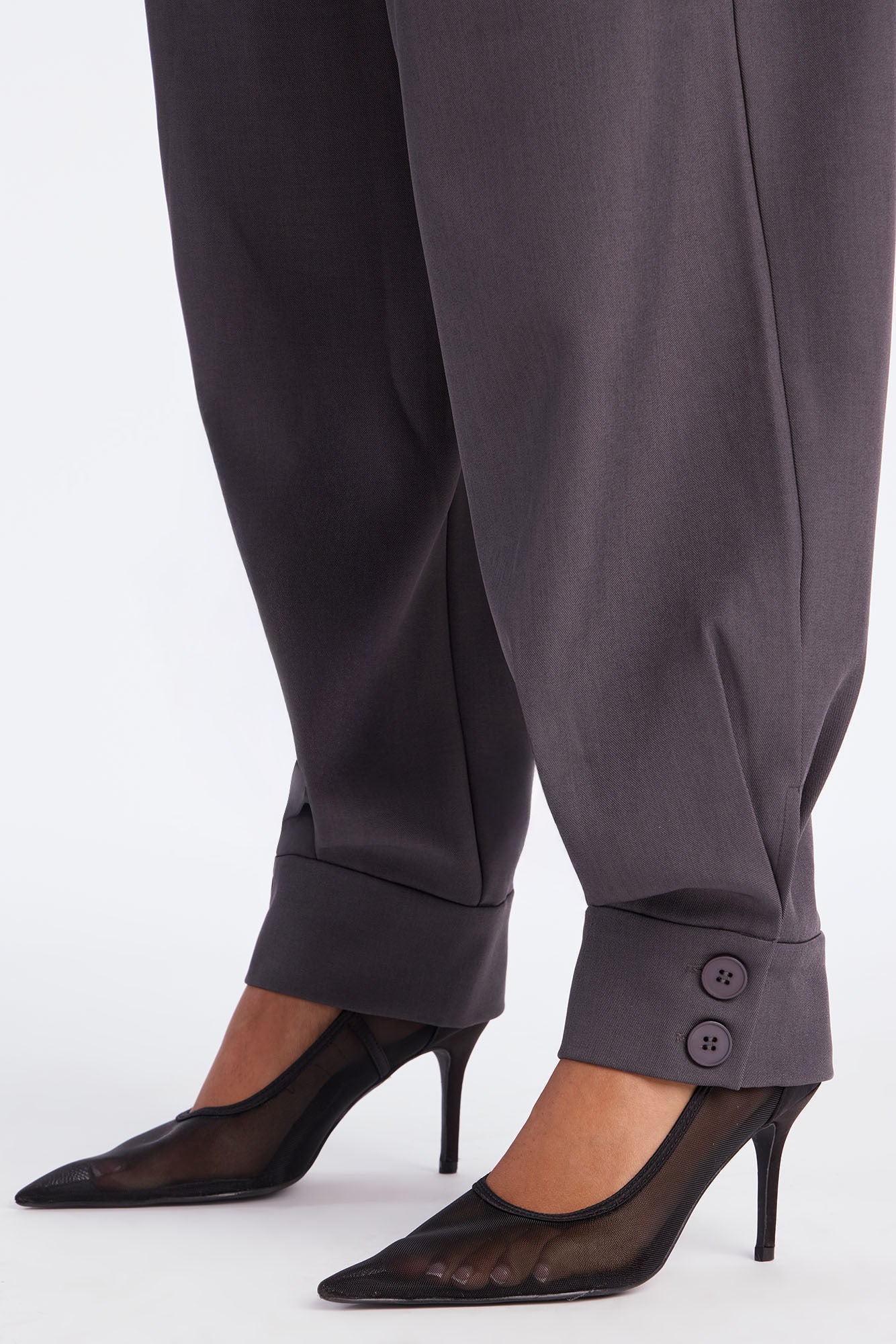 Helena Belted Trouser Pant - Charcoal