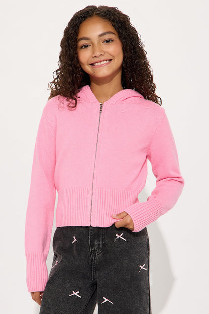 Mini Lana Zip Up Sweater - Pink