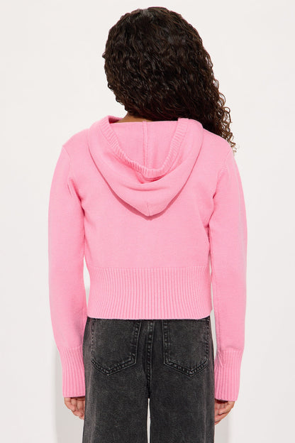 Mini Lana Zip Up Sweater - Pink