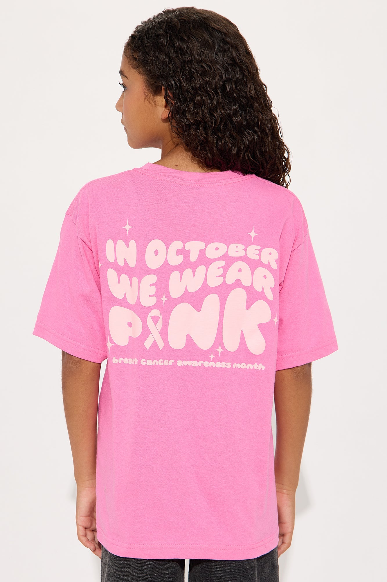 Mini In October We Wear Pink Tee - Pink