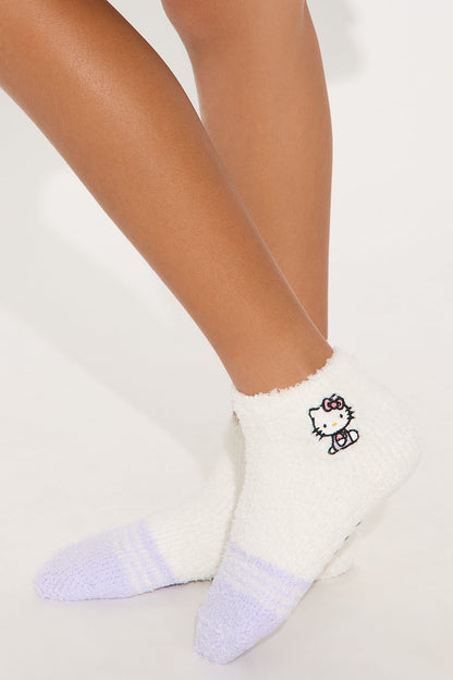 Mini Hello Kitty Fuzzy Crew Socks 3 Pack - Grey/combo