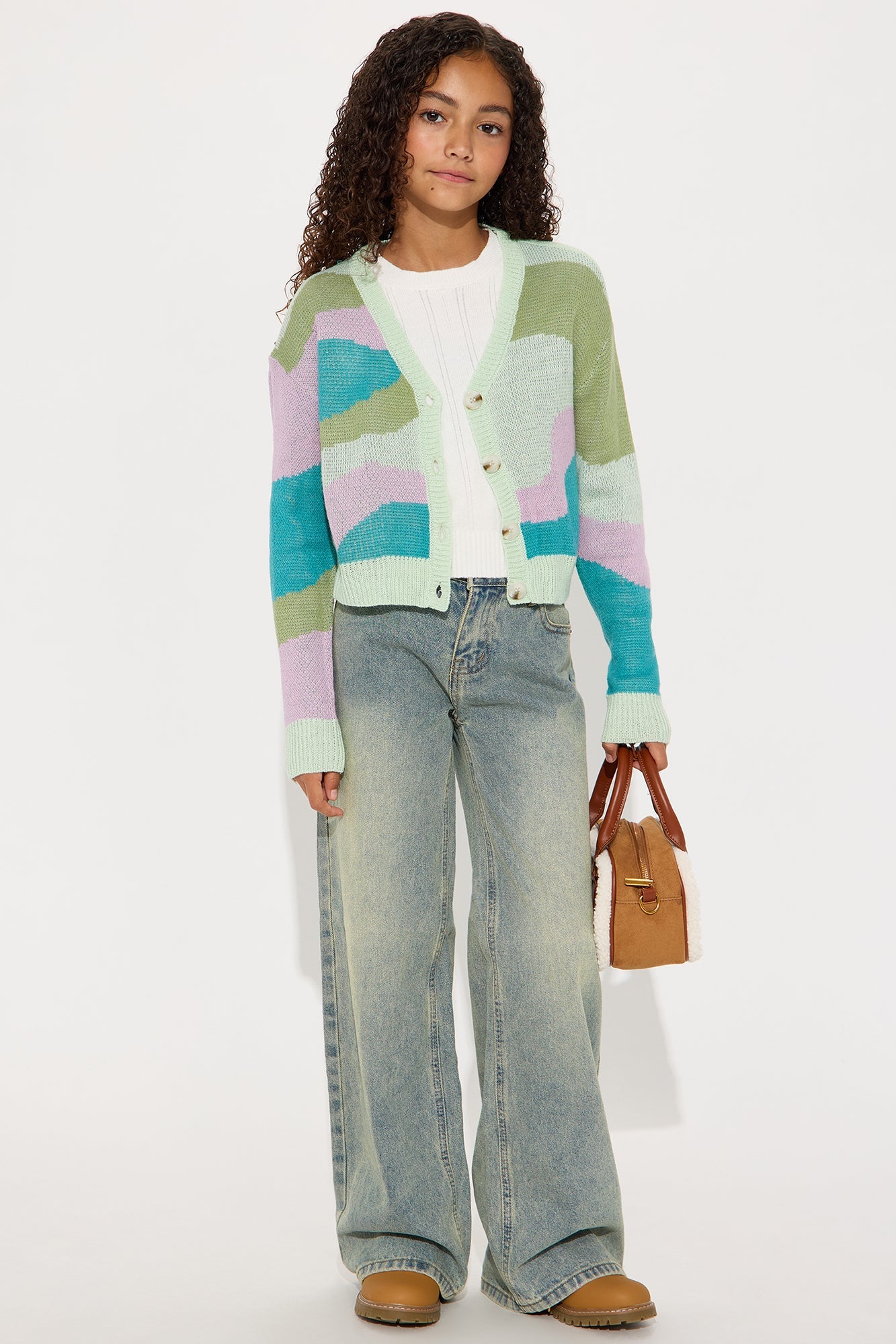 Mini Electric Sky Abstract Cardigan - Green/combo