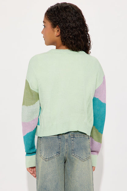 Mini Electric Sky Abstract Cardigan - Green/combo