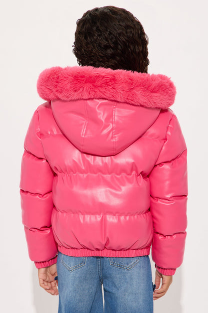 Mini Miss Grab And Go Puffer Jacket - Neon Pink