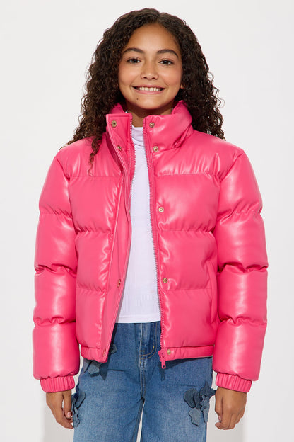 Mini Miss Grab And Go Puffer Jacket - Neon Pink
