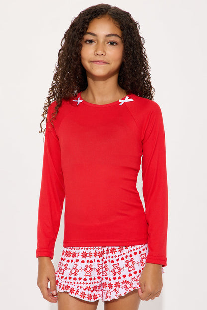 Mini Holiday Bears Ribbed Short Set - Red/White