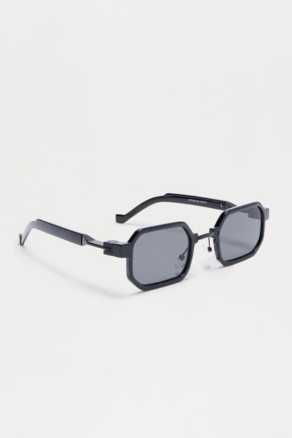 Illusion Square Frame Color Lens Sunglasses - Black