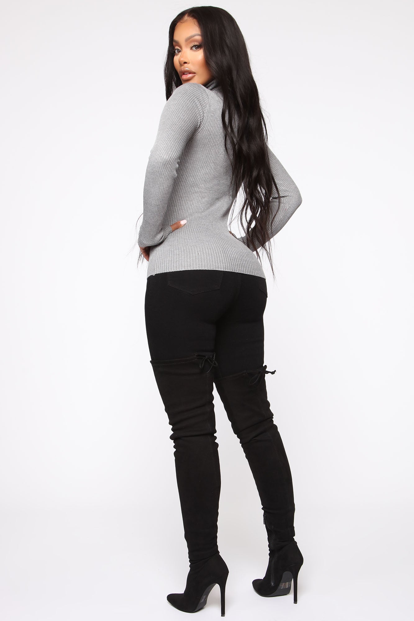 Tara Turtle Neck Sweater - HeatherGrey