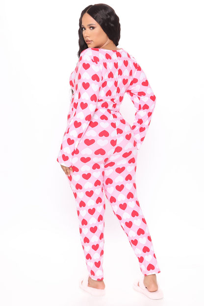 I Heart You PJ Onesie - Red/combo