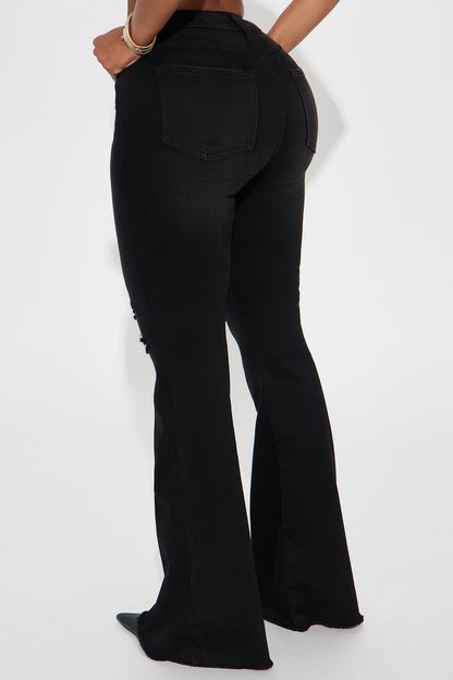 Get What I Want Stretch Flare Jeans - Black Wash