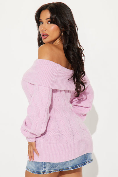 Mila Off Shoulder Sweater - Pink
