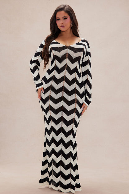 Marenna Sweater Maxi Dress - Black/White