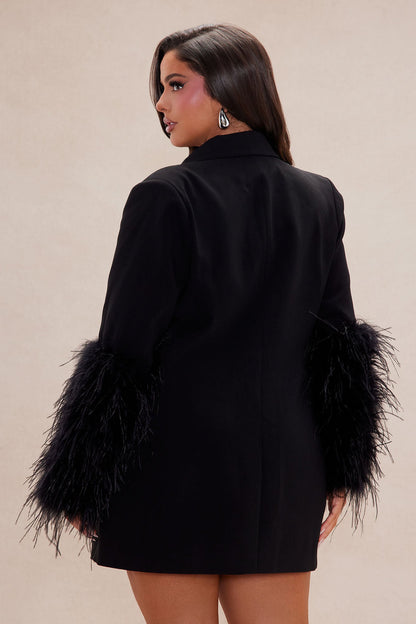 Maya Feather Blazer Dress - Black