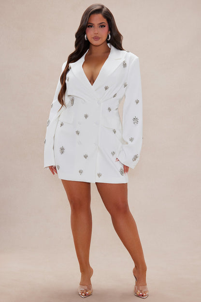Jocelyn Embellished Blazer Dress - Off White