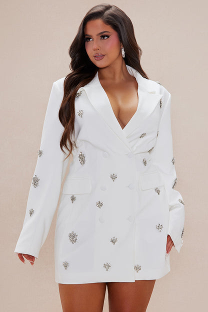 Jocelyn Embellished Blazer Dress - Off White