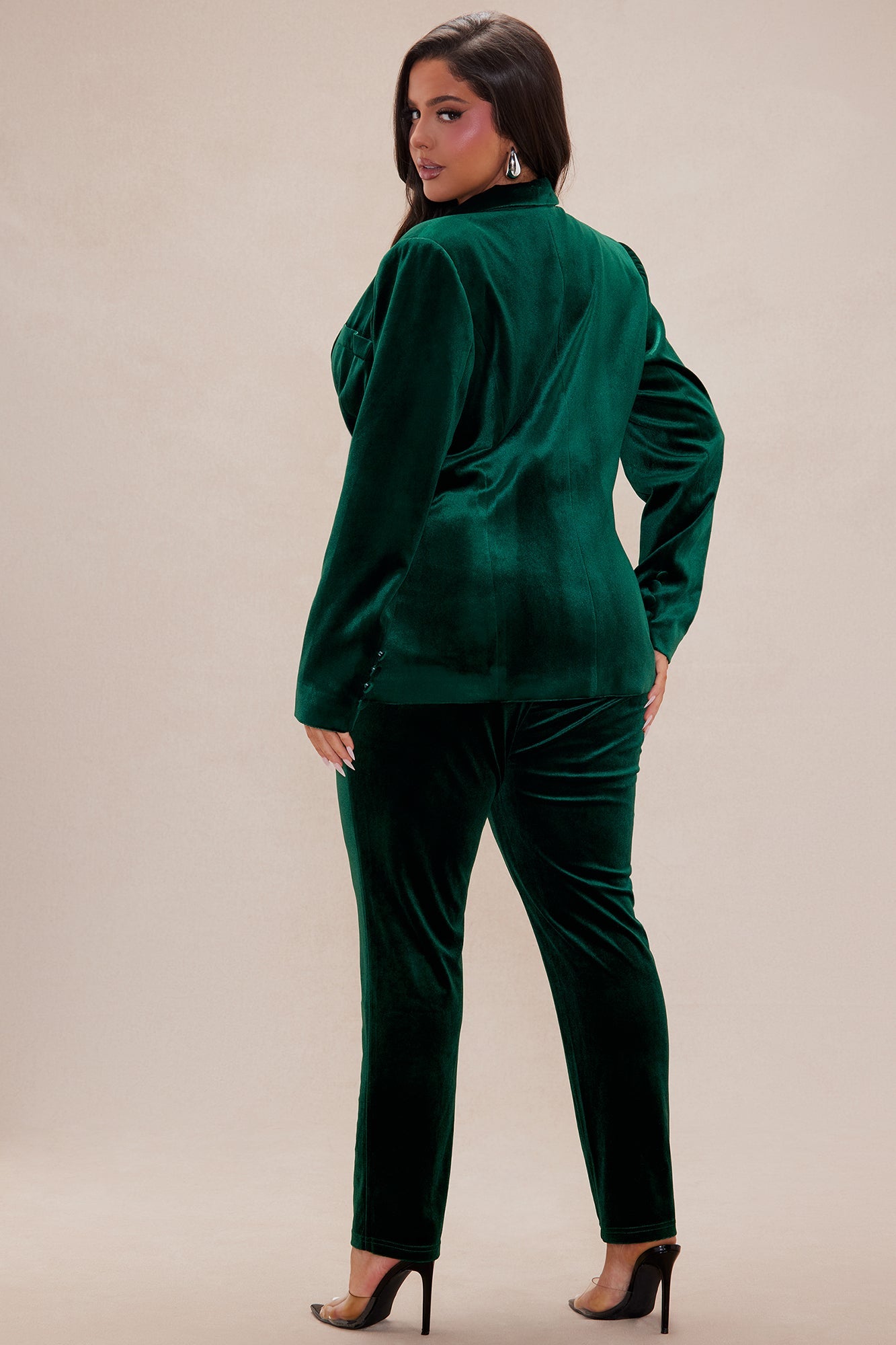 Vienna Velvet Blazer Suit Set - Hunter