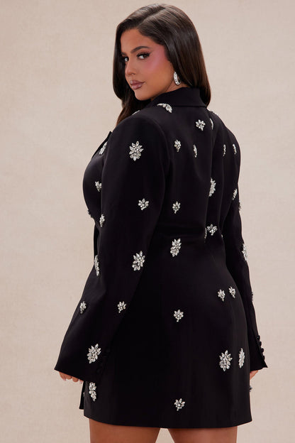 Jocelyn Embellished Blazer Dress - Black