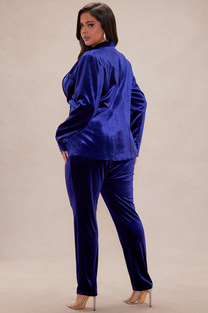 Vienna Velvet Blazer Suit Set - Navy