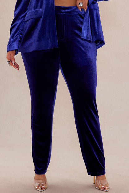 Vienna Velvet Blazer Suit Set - Navy