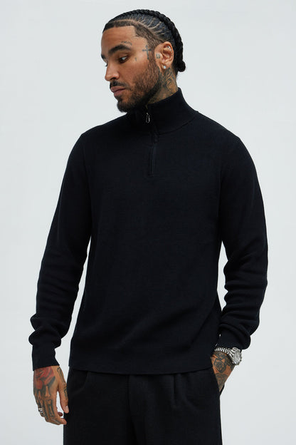 Shawn Quarter Zip Sweater - Black