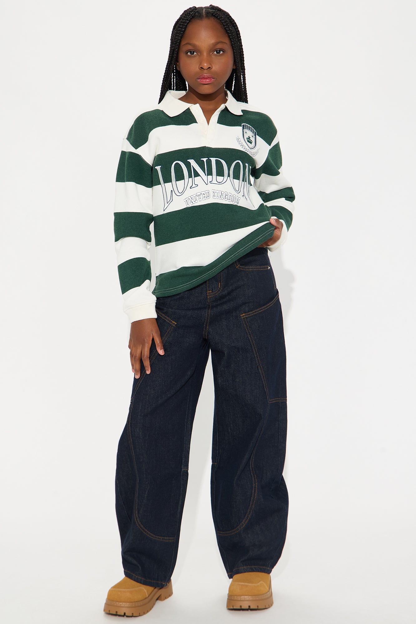 Mini Scene Girl Barrel Leg Jeans - Dark Denim