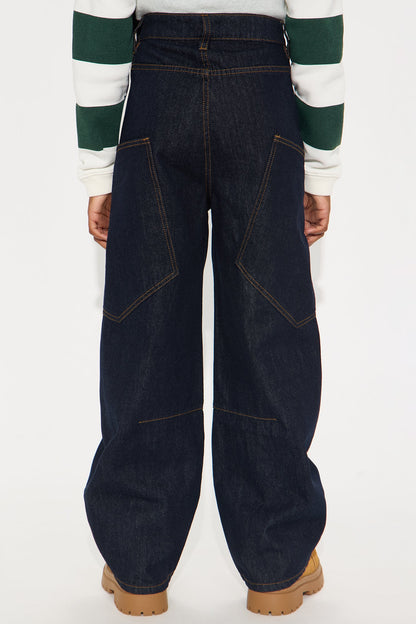 Mini Scene Girl Barrel Leg Jeans - Dark Denim