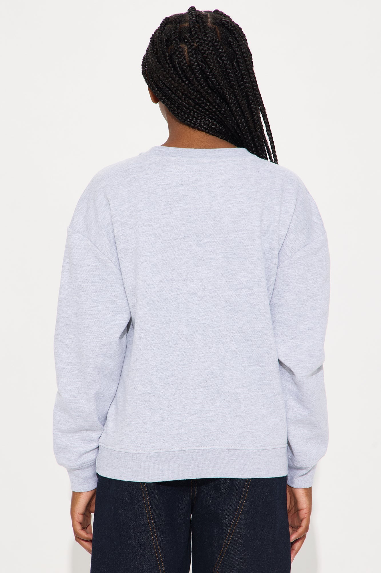 Mini Stitch and Angel Happy Together Embroidered Crew Neck Sweatshirt - Heather Grey