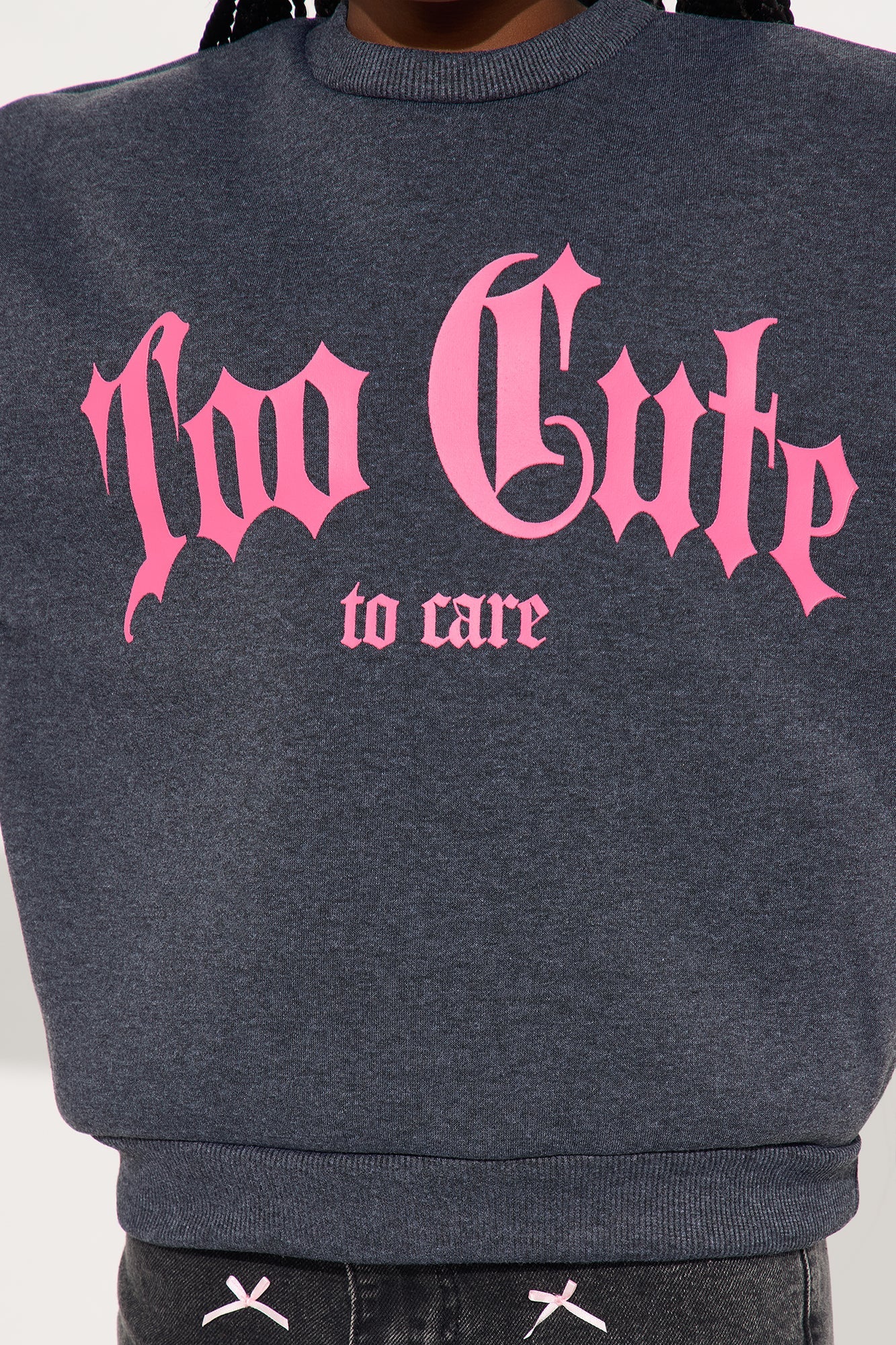 Mini Too Cute To Care Crew Neck Sweatshirt - Charcoal