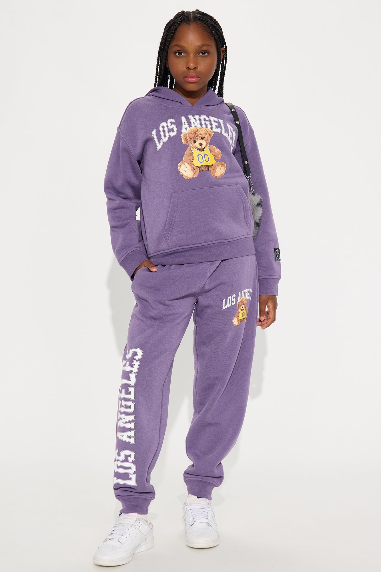 Mini LA Bear Hoodie And Jogger Pant Set - Purple