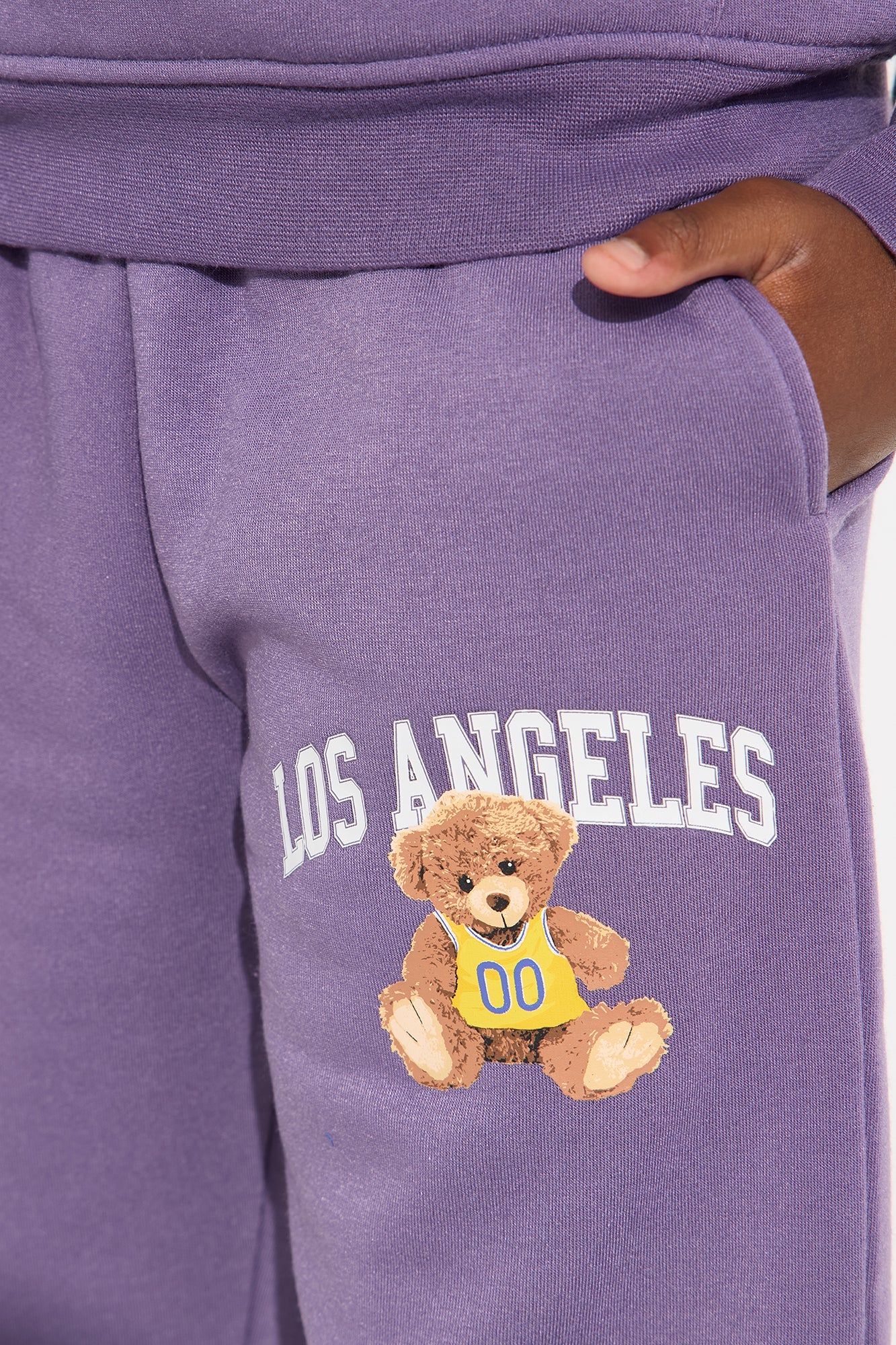 Mini LA Bear Hoodie And Jogger Pant Set - Purple