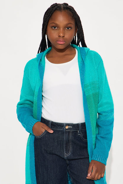 Mini Malibu Ombre Long Cardigan - Blue/combo