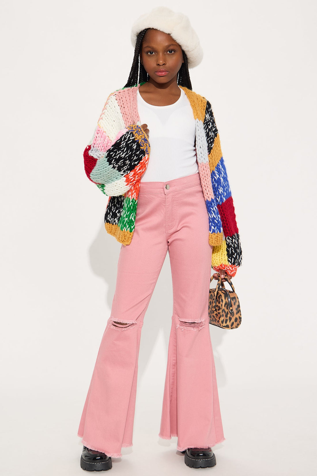 Mini Mystery Solved Extreme Bell Bottom Jeans - Blush
