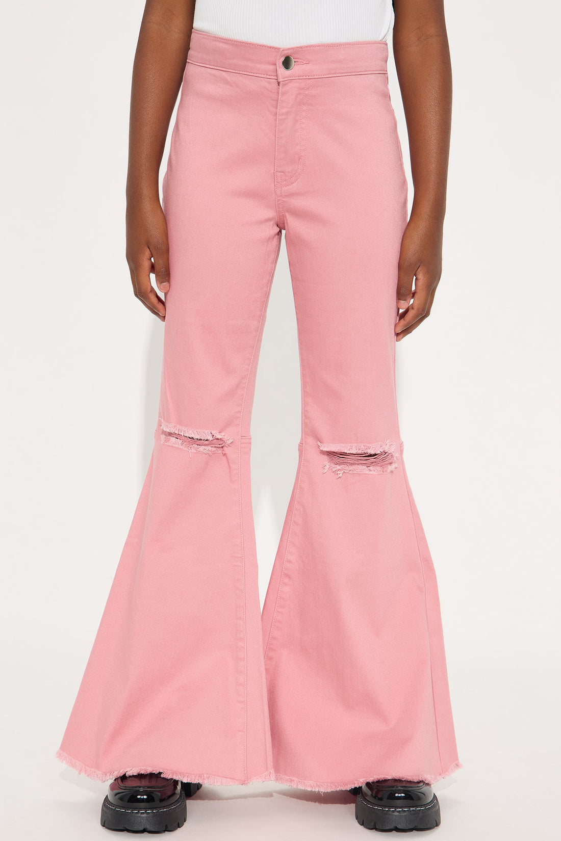 Mini Mystery Solved Extreme Bell Bottom Jeans - Blush