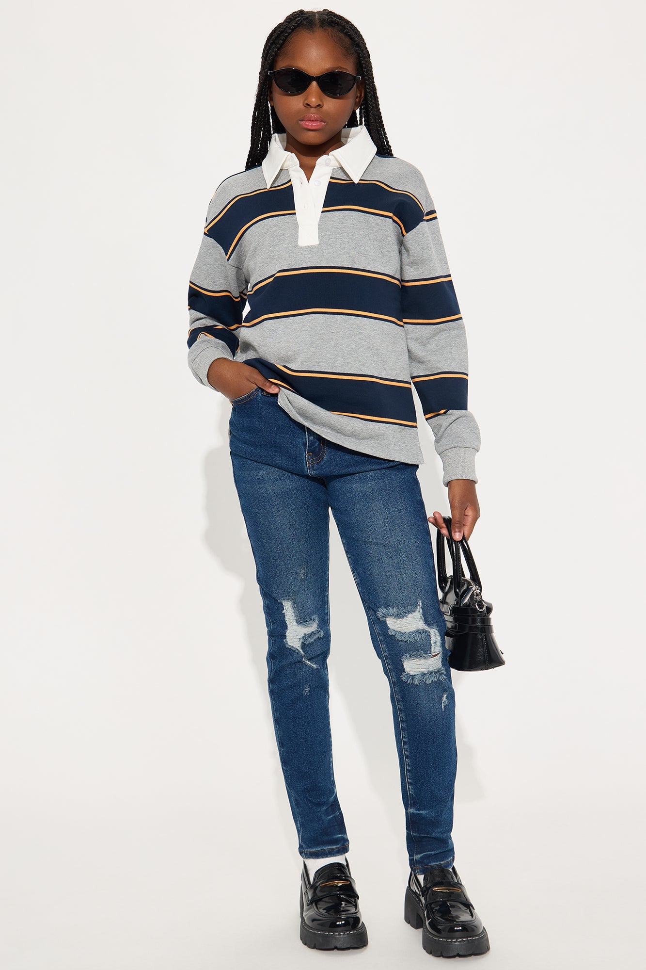 Mini Kalisha Stretch Ripped Skinny Jeans - Dark Wash