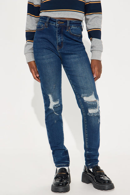 Mini Kalisha Stretch Ripped Skinny Jeans - Dark Wash