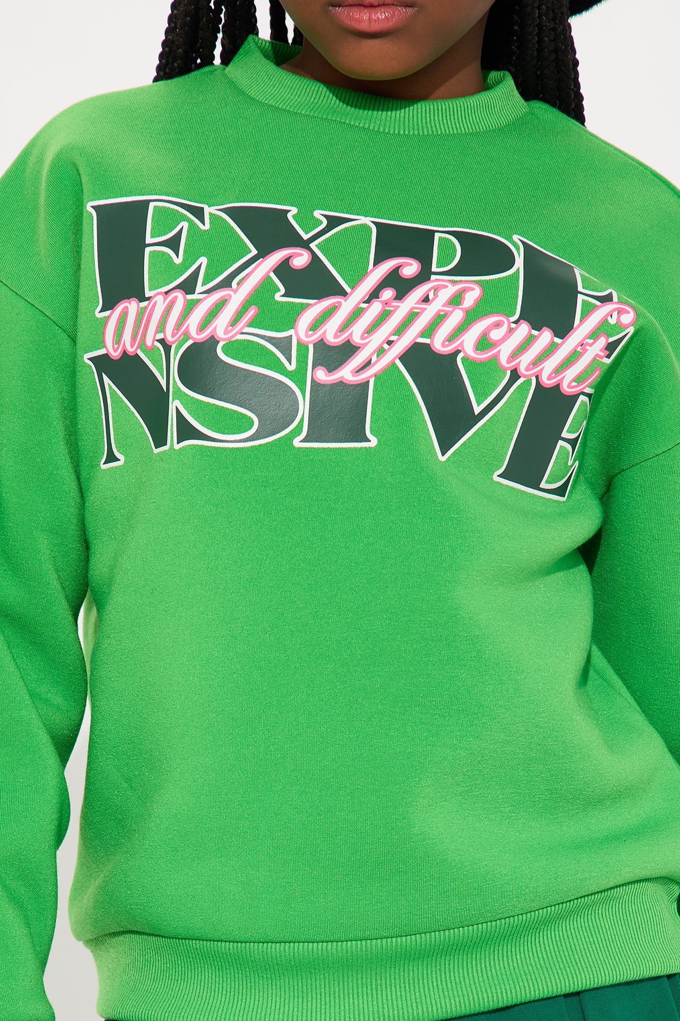 Mini Expensive And Difficult Crew Neck Sweatshirt - Green