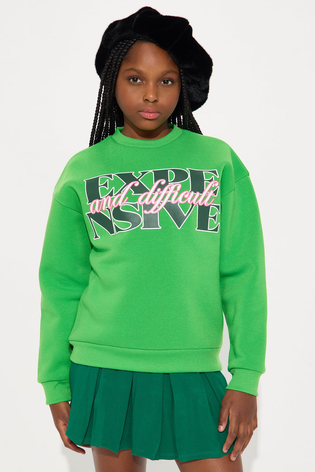 Mini Expensive And Difficult Crew Neck Sweatshirt - Green