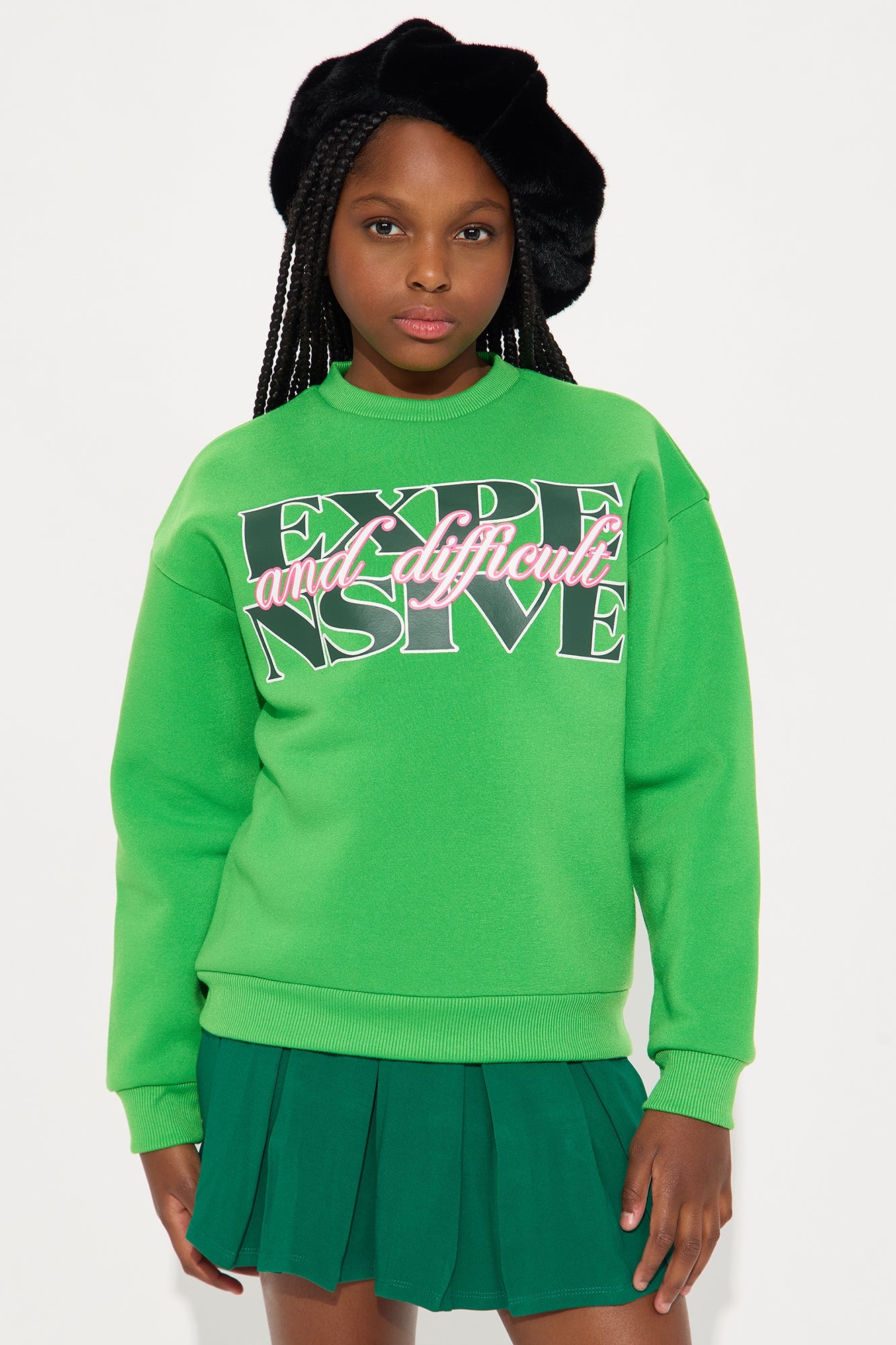 Mini Expensive And Difficult Crew Neck Sweatshirt - Green