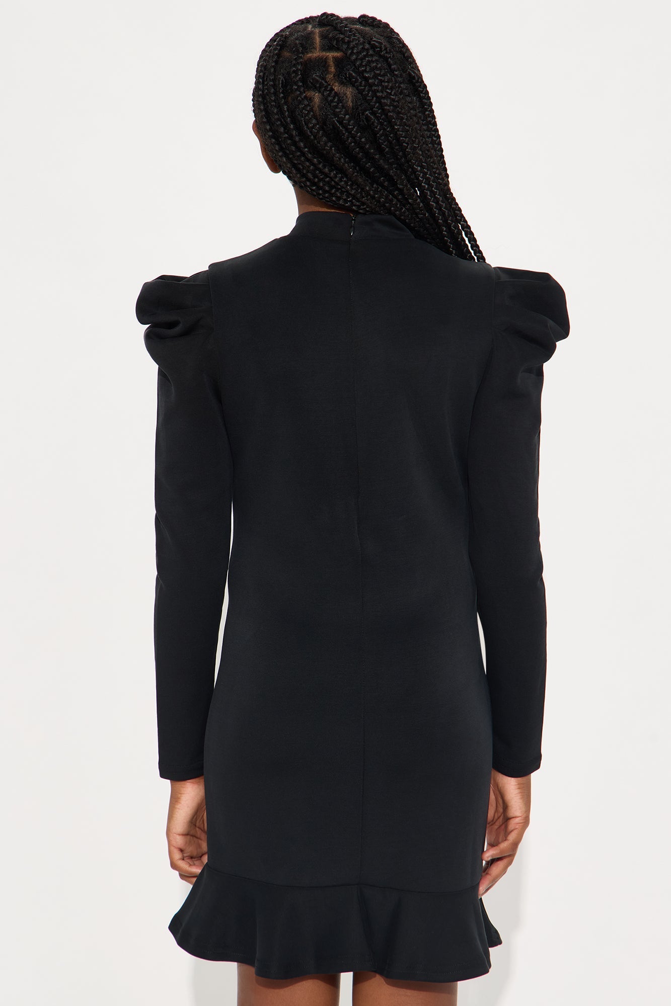 Mini Jade Puff Sleeve Dress - Black