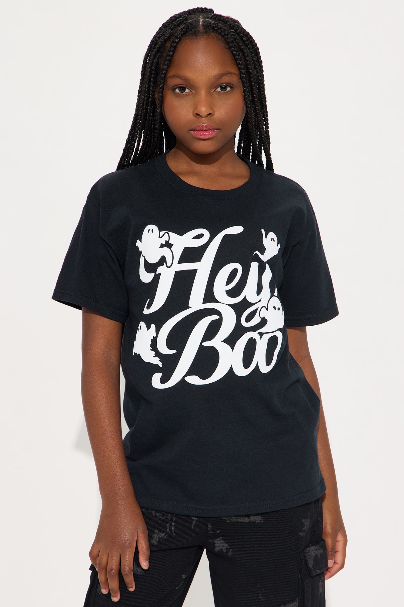 Mini Hey Boo Short Sleeve Tee - Black